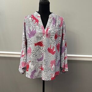 ODDY Red and Purple Patterned Blouse